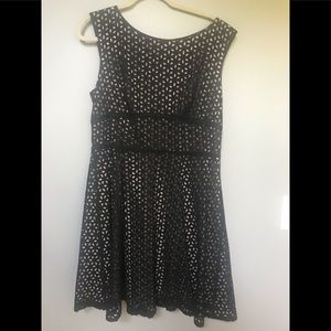 Loft black eyelet A-line dress nude lining